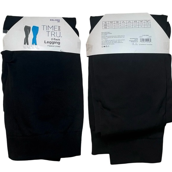 TIME and TRU Womens Leggings Black Lightly Fleeced Lining - Size XXL 22 - NEW! - Picture 2 of 4